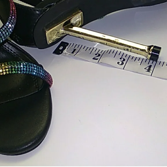 Chase + Chloe Women's Black/Multicolor 3 Strap Zip Up Heels Size 8 - Picture 4 of 10